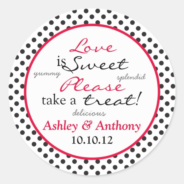 Red Schwarz-weiß Polka Dot Candy Buffet Stickers (Vorderseite)