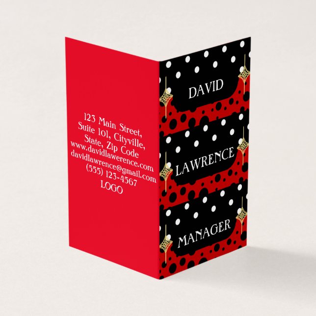 RED SCHWARZ-WEISS POLKA DOTS MODERNES TRENDY MANAG VISITENKARTEN (Vorderseite)