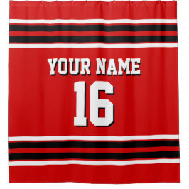 Red Schwarz-weiß Stripes Sports Jersey Duschvorhang