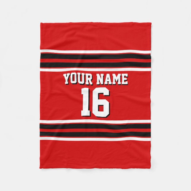 Red Schwarz-weiß Team Jersey Name Fleecedecke (Vorderseite)