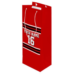 Red Schwarz-weiß Team Jersey Name Geschenktüte Für Weinflaschen