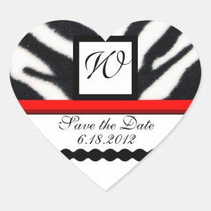 RED SCHWARZ-WEISS ZEBRA FUR MONOGRAMM, Save the Da Herz-Aufkleber