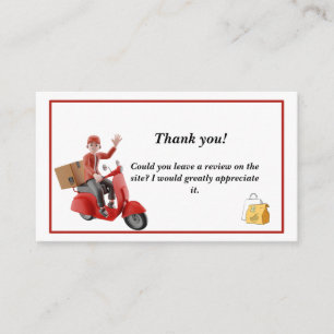 Red Scooter Delivery Driver Vielen Dank Visitenkarte