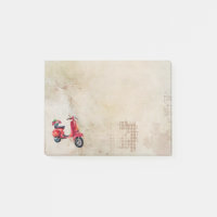 Red Scooter mit Blume Pot in Aquarellfarben