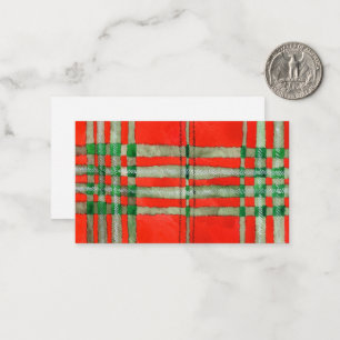 RED SCOTT TARTAN 3.5x2 Flachkarte / Horizontal Mitteilungskarte
