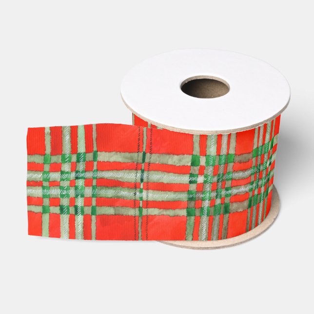 RED SCOTT TARTAN 3" breites Grosgrain Ribbon Ripsband (Spule)