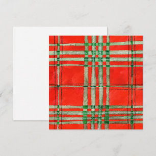 RED SCOTT TARTAN 5,25" Square Flat Card Karte
