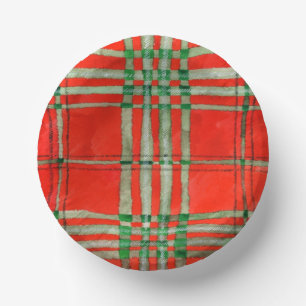 RED SCOTT TARTAN 7" Papierboxen Pappteller