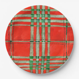 RED SCOTT TARTAN 9" Round Paper Teller