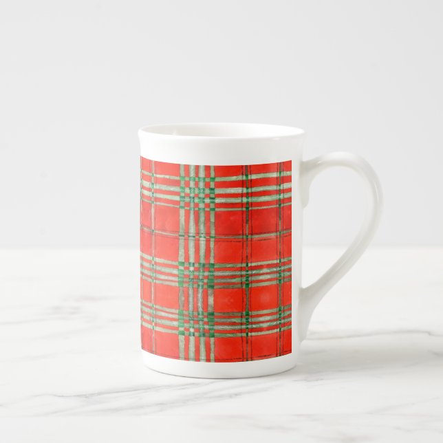 RED SCOTT TARTAN Knochen-China Tasse (Rechts)