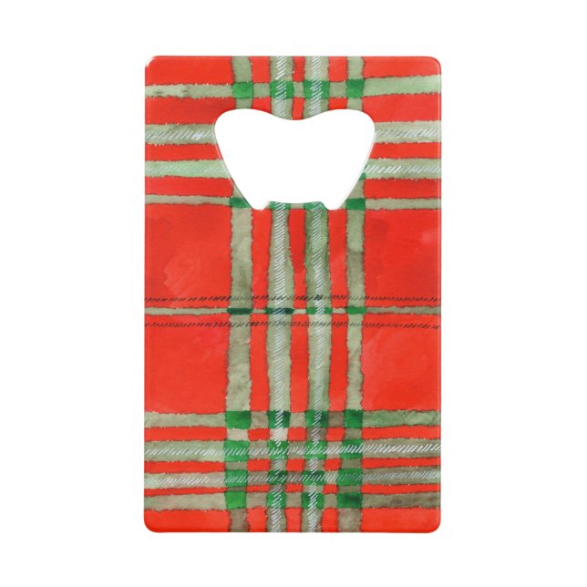 RED SCOTT TARTAN Kreditkarte Flaschenöffner (Vorderseite)