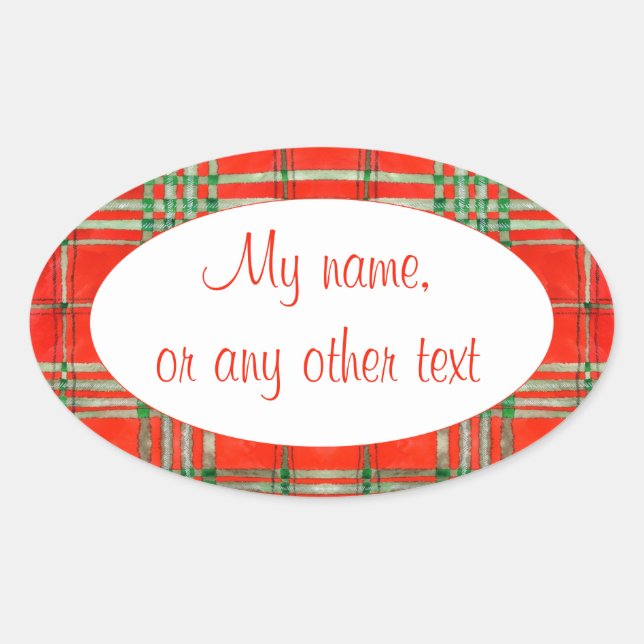 RED SCOTT TARTAN Oval Matte Stickers (Vorderseite)