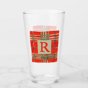 RED SCOTT TARTAN Pint Glass + Initial Glas