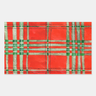 RED SCOTT TARTAN Rectangle Stickers