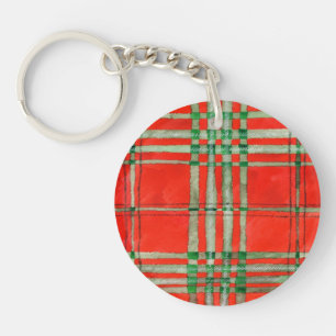 RED SCOTT TARTAN Runder Acrylrunder Schlüsselanhän Schlüsselanhänger