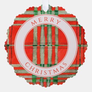 RED SCOTT TARTAN Scalloped Paper Ornament Card Karte