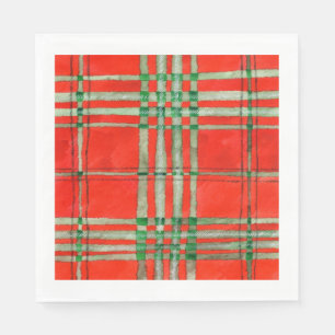 RED SCOTT TARTAN Standard Luncheon Napkins Serviette