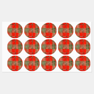 RED SCOTT TARTAN Wasserdichte Etiketten