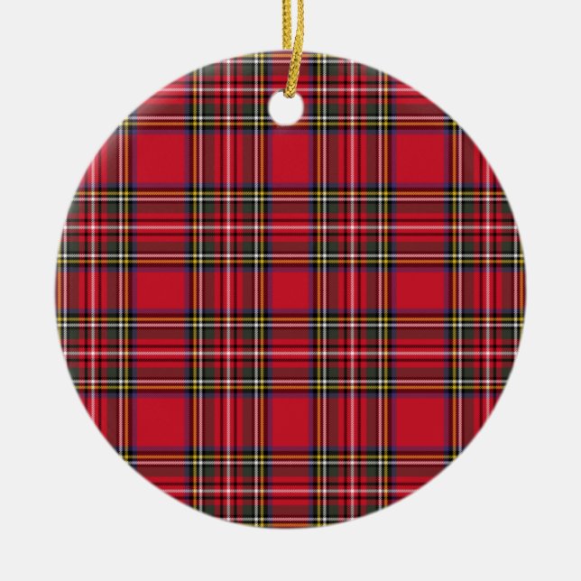 Red Scottish Kariert Tartan Keramik Ornament (Vorne)