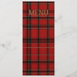 Red Scottish Tartan Wedding Menu Menükarte