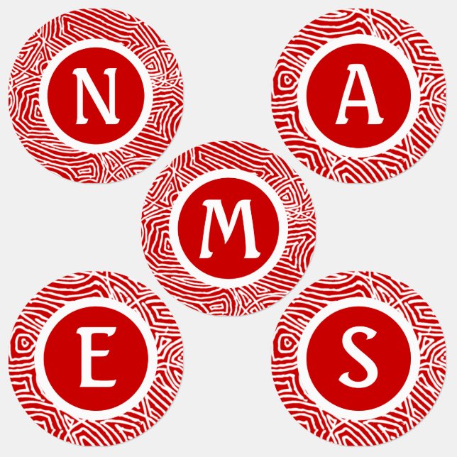 Red Scribbleprint Labels Etiketten (Gruppe)