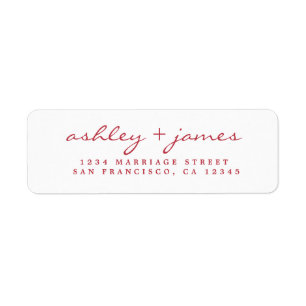 Red Script Elegant Wedding Rücksendeadresse