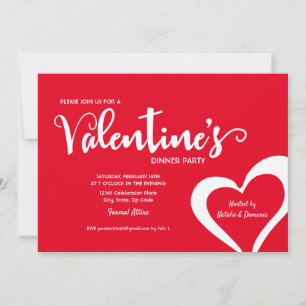 Red Script Valentine dîner soirée invitation