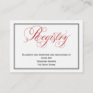 Red Script Wedding Registry Information Card Begleitkarte