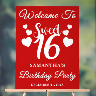 Red Script Weihnachten Sweet 16 Geburtstag Willkom Acrylschild