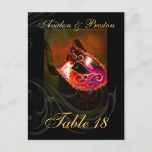 Red Scroll Masquerade Table Platzkarte Postkarte