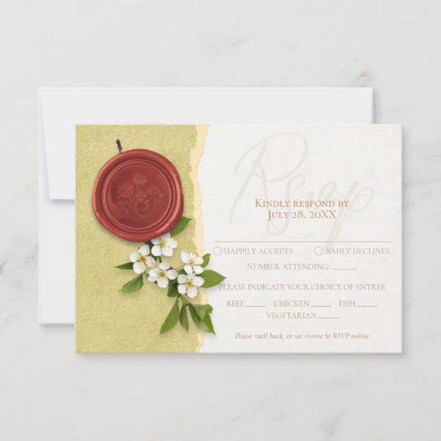 Red Seal Wedding Response Card RSVP Karte (Vorderseite)