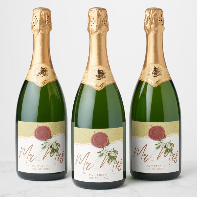 Red Seal Wedding Wine Label Sparkling Wine Label (Flaschen)