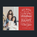 Red Sehr froh Weihnachten Foto Urlaub Postkarte<br><div class="desc">Typografisch angetriebene Foto-Urlaubskarten mit den Worten "wir wünschen Ihnen ein frohes Weihnachtsfest und ein glückliches Neues Jahr".</div>