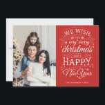 Red Sehr froh Weihnachts-Foto Feiertagskarte<br><div class="desc">Typografisch angetriebene Foto-Urlaubskarten mit den Worten "wir wünschen Ihnen ein frohes Weihnachtsfest und ein glückliches Neues Jahr".</div>