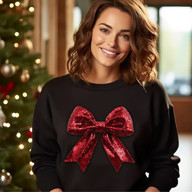 Red Sequence Christmas Bow Sweatshirt (Von Creator hochgeladen)