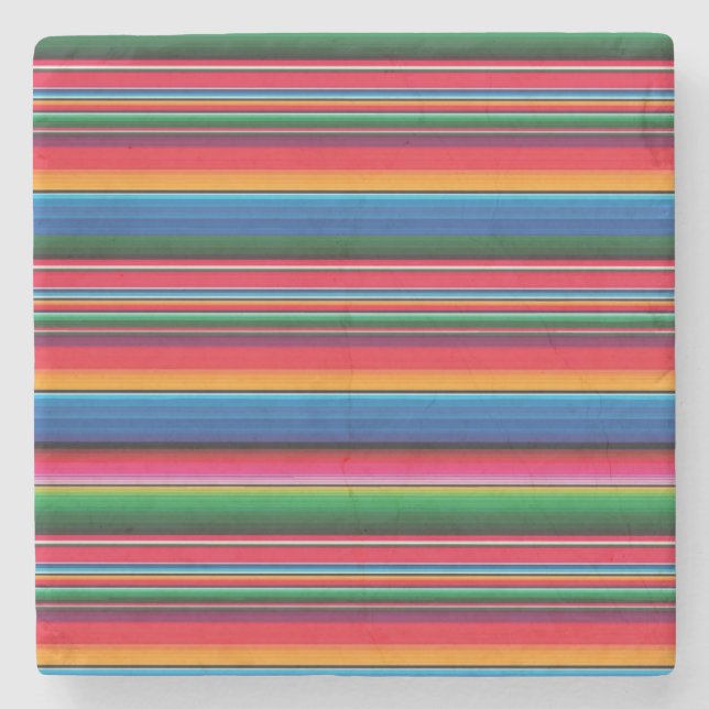 Red serape saltillo traditional mexican blanket th steinuntersetzer (Vorderseite)