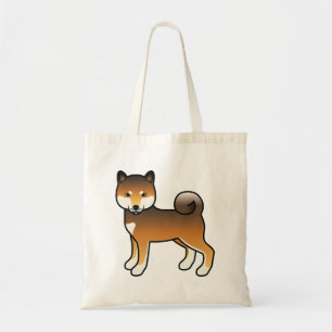 Red Sesame Shiba Inu Niedlich Cartoon Dog Illustra Tragetasche