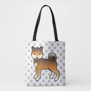 Red Sesame Shiba Inu Niedlich Cartoon Dog & Paws Tasche