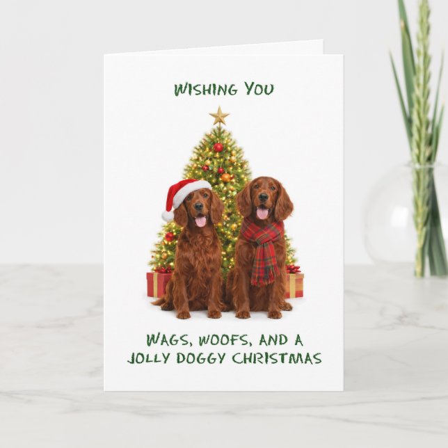 Red Setter Dogs Christmas Feiertagskarte (Vorderseite)