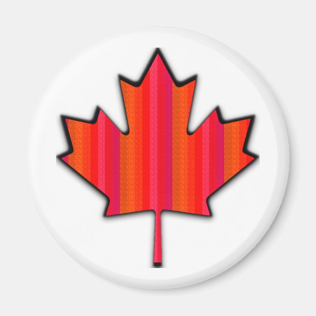 Red Shades Streifen Canada Maple Leaf Textur Look Magnet (Vorne)