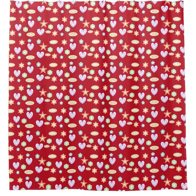 Red Shapes  Duschvorhang (Vorderseite)