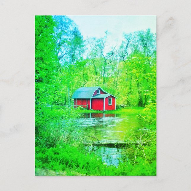 RED SHED GREEN POSTCARD POSTKARTE (Vorderseite)