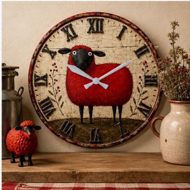 Red Sheep Große Wanduhr (Von Creator hochgeladen)