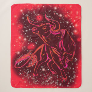 Red Sherpa Blanket Bull in der Sternennacht Sherpadecke