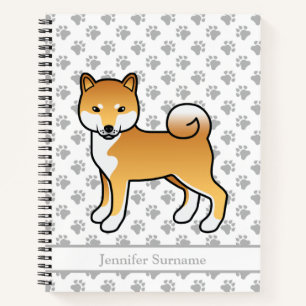 Red Shiba Inu Niedlich Cartoon Dog & Custom Text Notizbuch