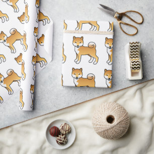 Red Shiba Inu Niedlich Cartoon Dog Muster Geschenkpapier