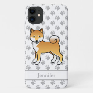 Red Shiba Inu Niedlich Cartoon Dog & Name Case-Mate iPhone Hülle