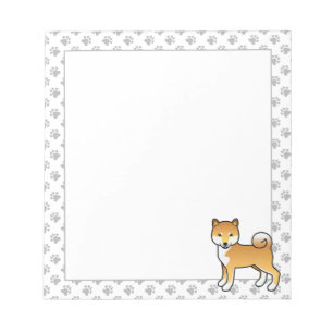 Red Shiba Inu Niedlich Cartoon Dog & Paws Notizblock