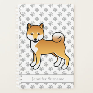 Red Shiba Inu Niedlicher Cartoon Hund und Paws & T Planer