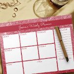 Red Shimmer Custom Weekekly Planer und zu tun List Notizblock<br><div class="desc">Personalisieren Sie diesen wöchentlichen Planer, der einen Hintergrund von glitzernden Staubimmer in rot hat. Das Design hat Platz für Ihre täglichen Notizen, eine Aufgabenliste, einen allgemeinen Notiz-Abschnitt und eine Doodle-Ecke. Allerdings ist Template für Sie bereit, um jeden Abschnitt Rubriken an Ihren Anzug (z.B. Ziele, Dankbarkeit, Termine etc.) anpassen zu können....</div>